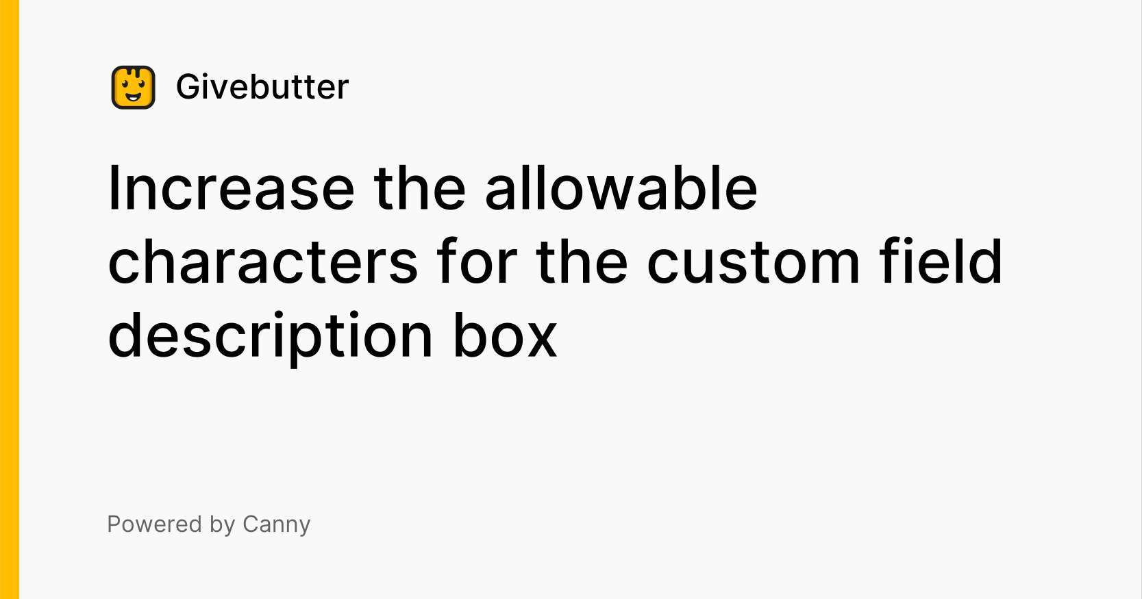 Increase the allowable characters for the custom field description box