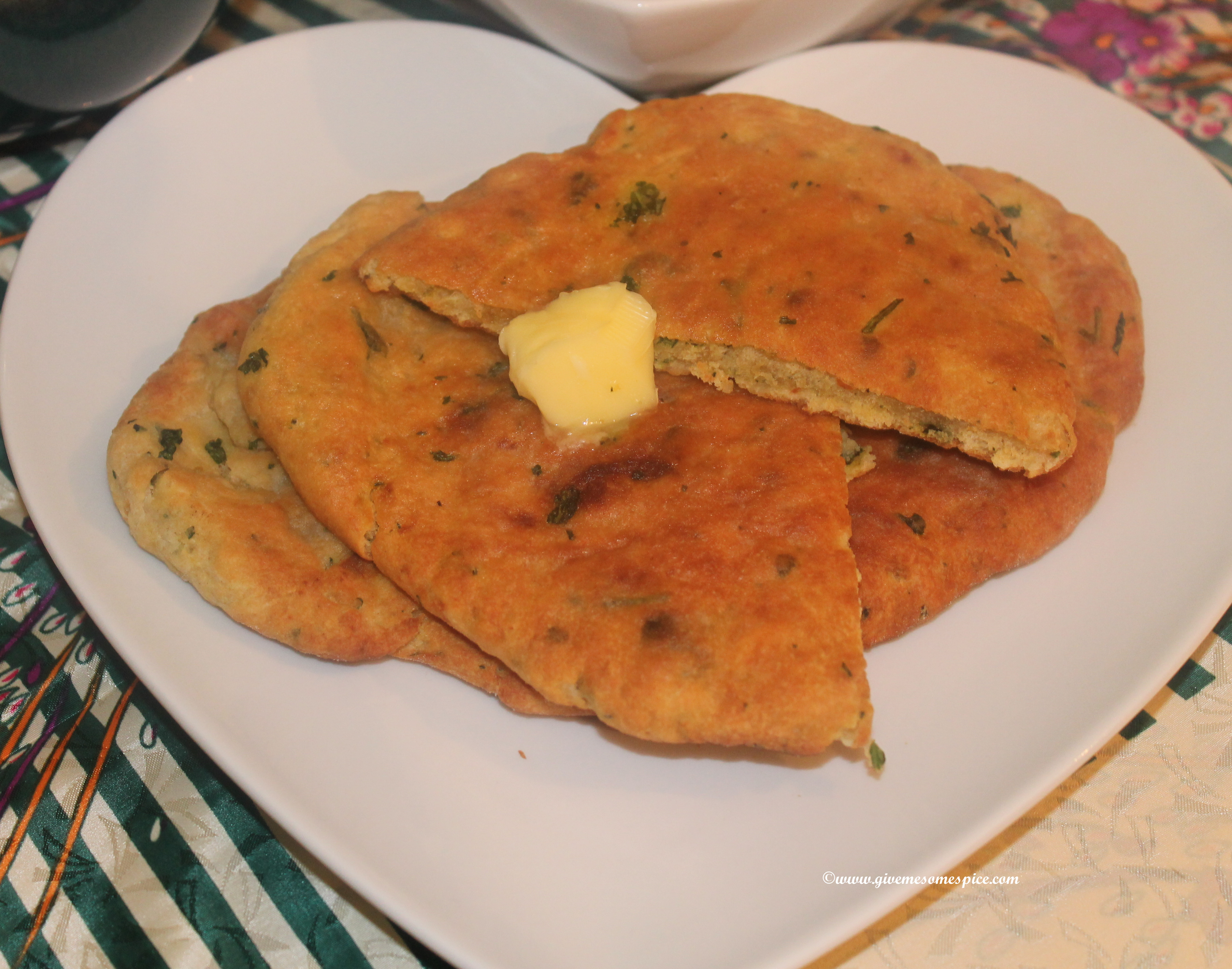 Home made Garlic and Coriander Naan bread Authentic Vegetarian Recipes Traditional Indian