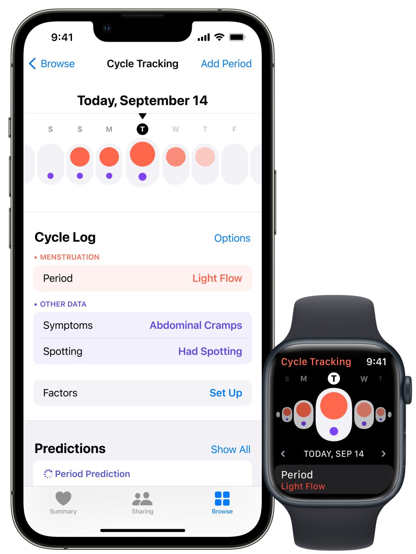 An image of the period tracking app that users can share data from to the Apple Women’s Health Study.