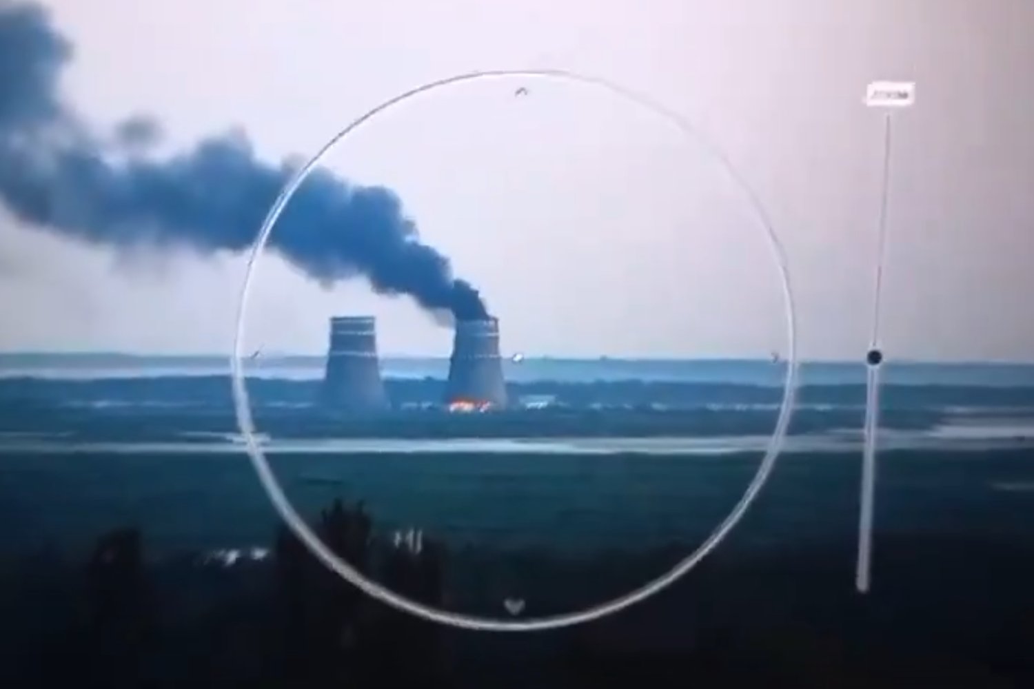 Purported footage of a fire at the Zaporizhzhia Nuclear Power Plant on August 11.