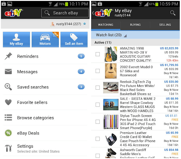Version 2.0 eBay app released then pulled for Android Gizmo Dot
