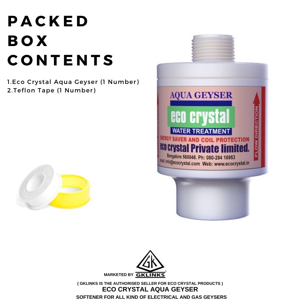 Eco Crystal Aqua Geyser Water Softener For All Branded Electerical & Gas Geysers GKLINKS