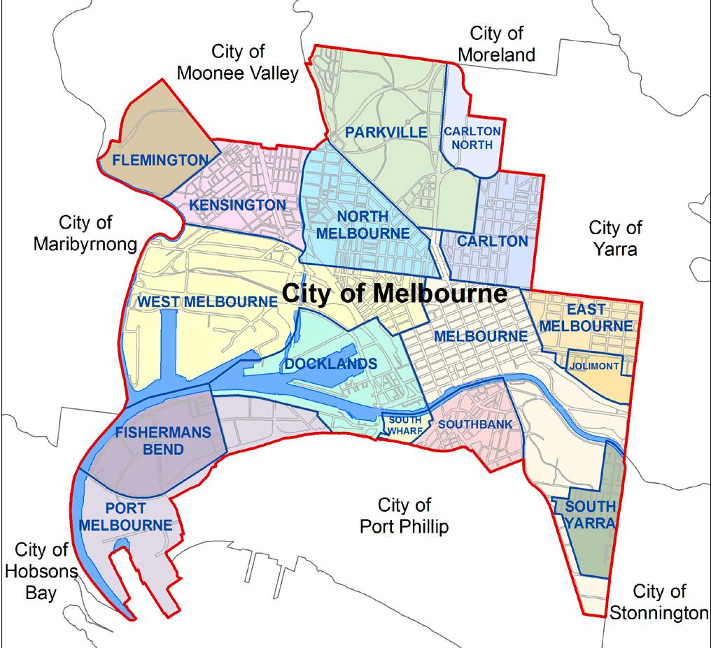 Melbourne mapa suburbios Mapa Melbourne suburbios (Australia)
