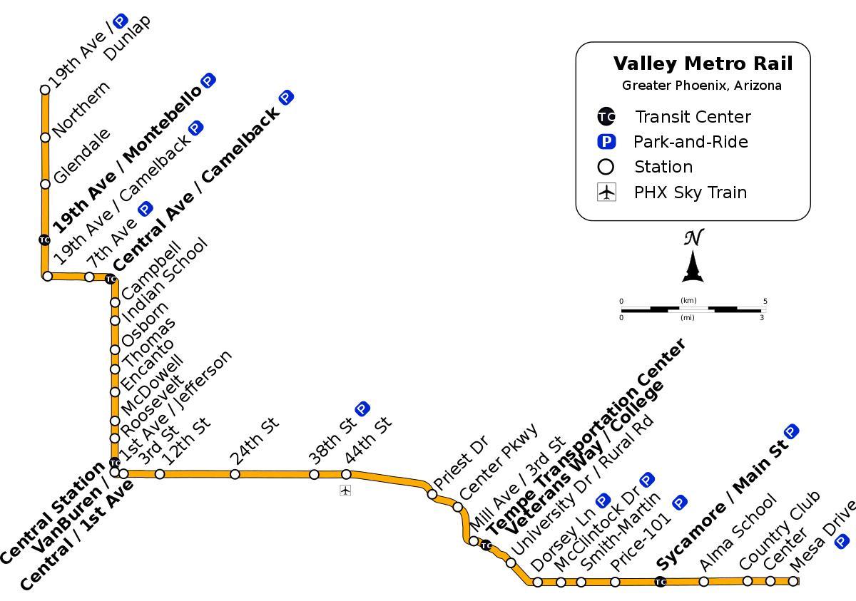 Val mapa metro Val metro mapa da ruta (Arizona EUA)
