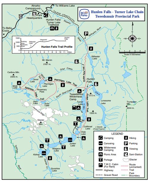 Canoe and Hike Ptarmigan Lake, Turner Lake Chain and Hunlen Falls