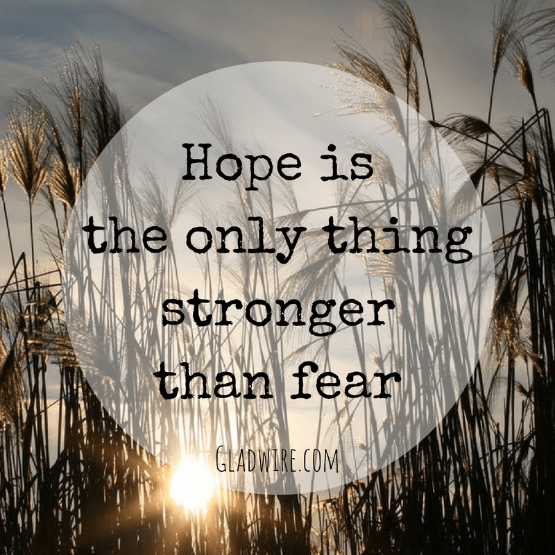 "Hope is the only thing stronger than fear." For more inspiring quotes