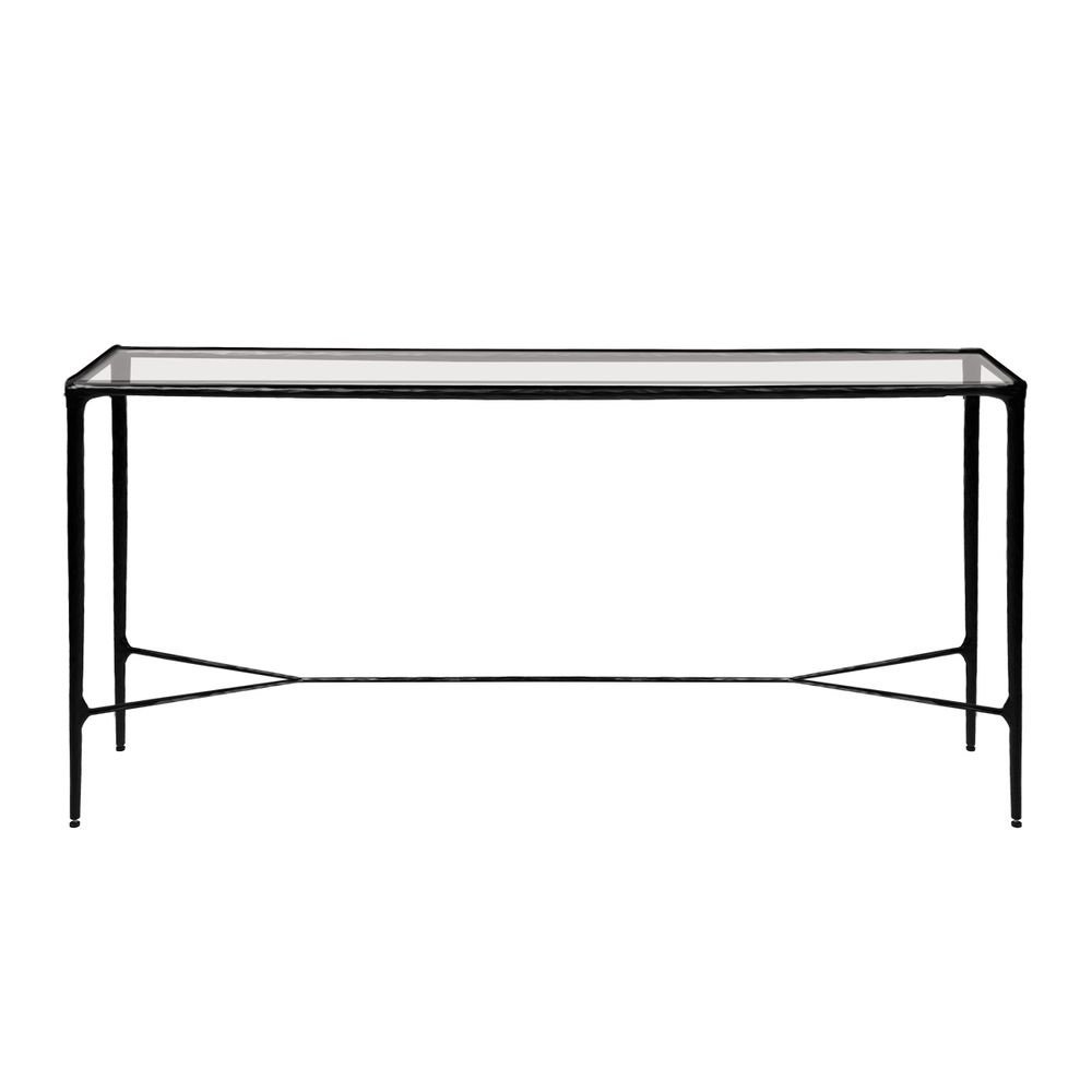 Heston Glass Desk Black Glam Luxe