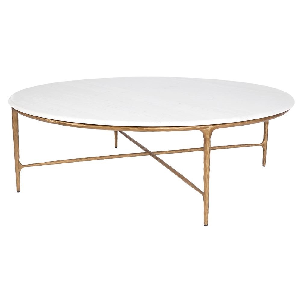 Heston Round Marble Coffee Table Brass Glam Luxe