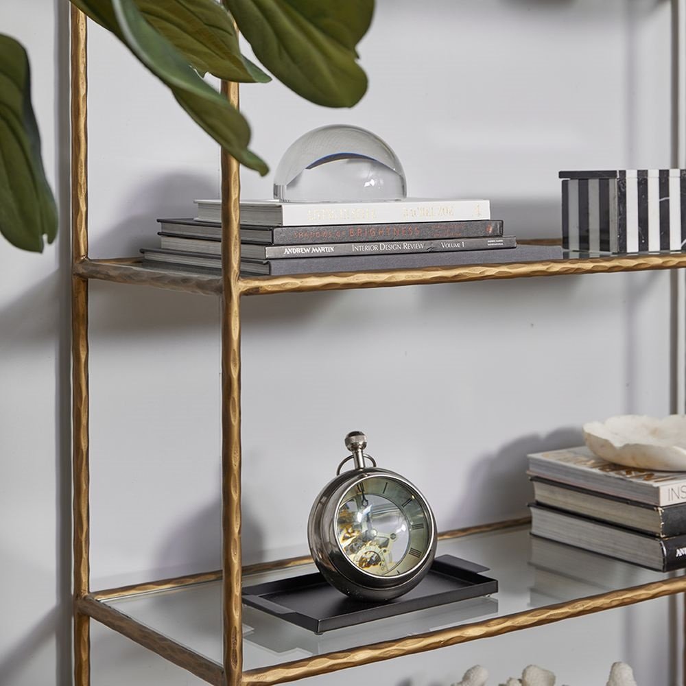 Heston Shelving Unit Brass Glam Luxe