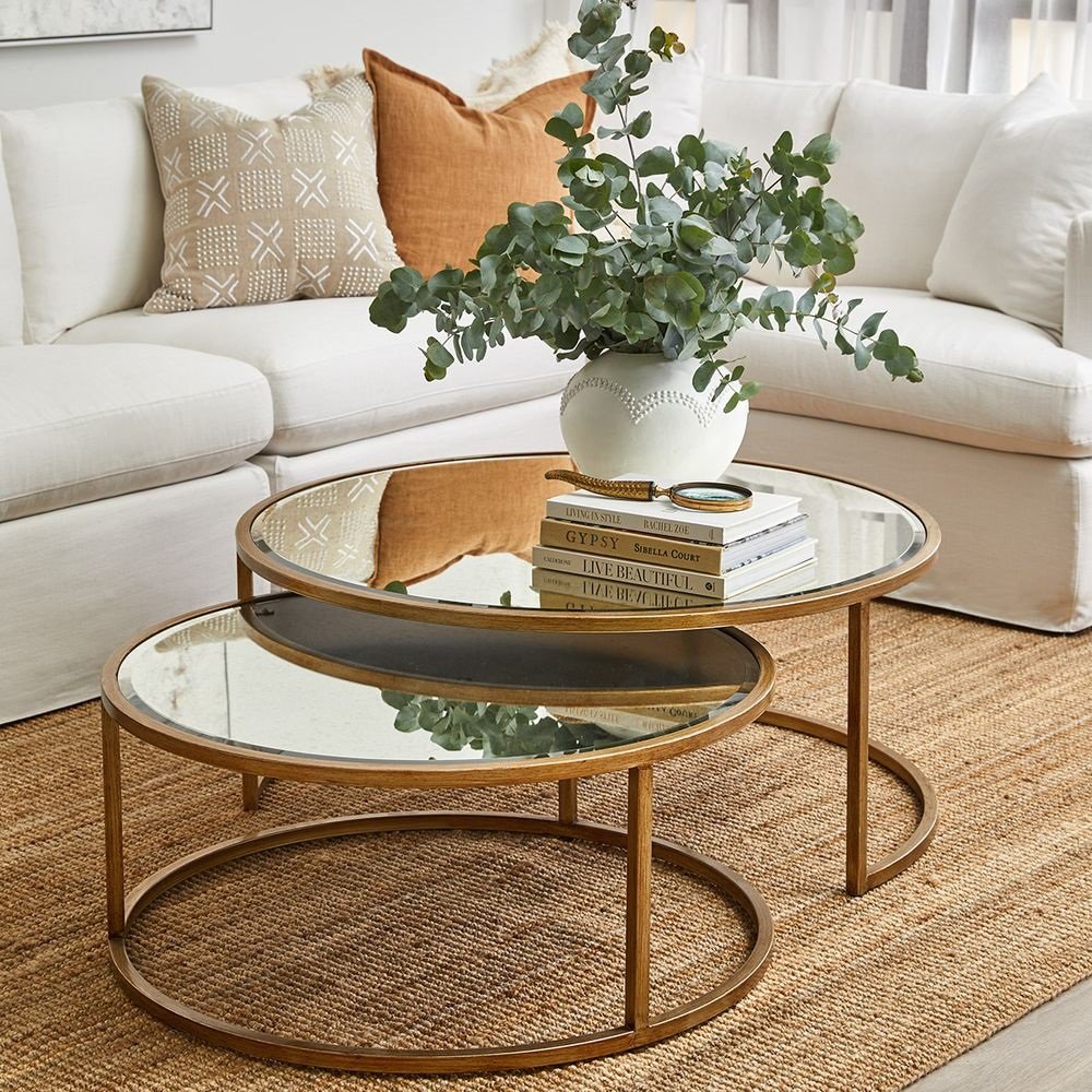 Serene Nesting Coffee Tables Antique Gold Glam Luxe