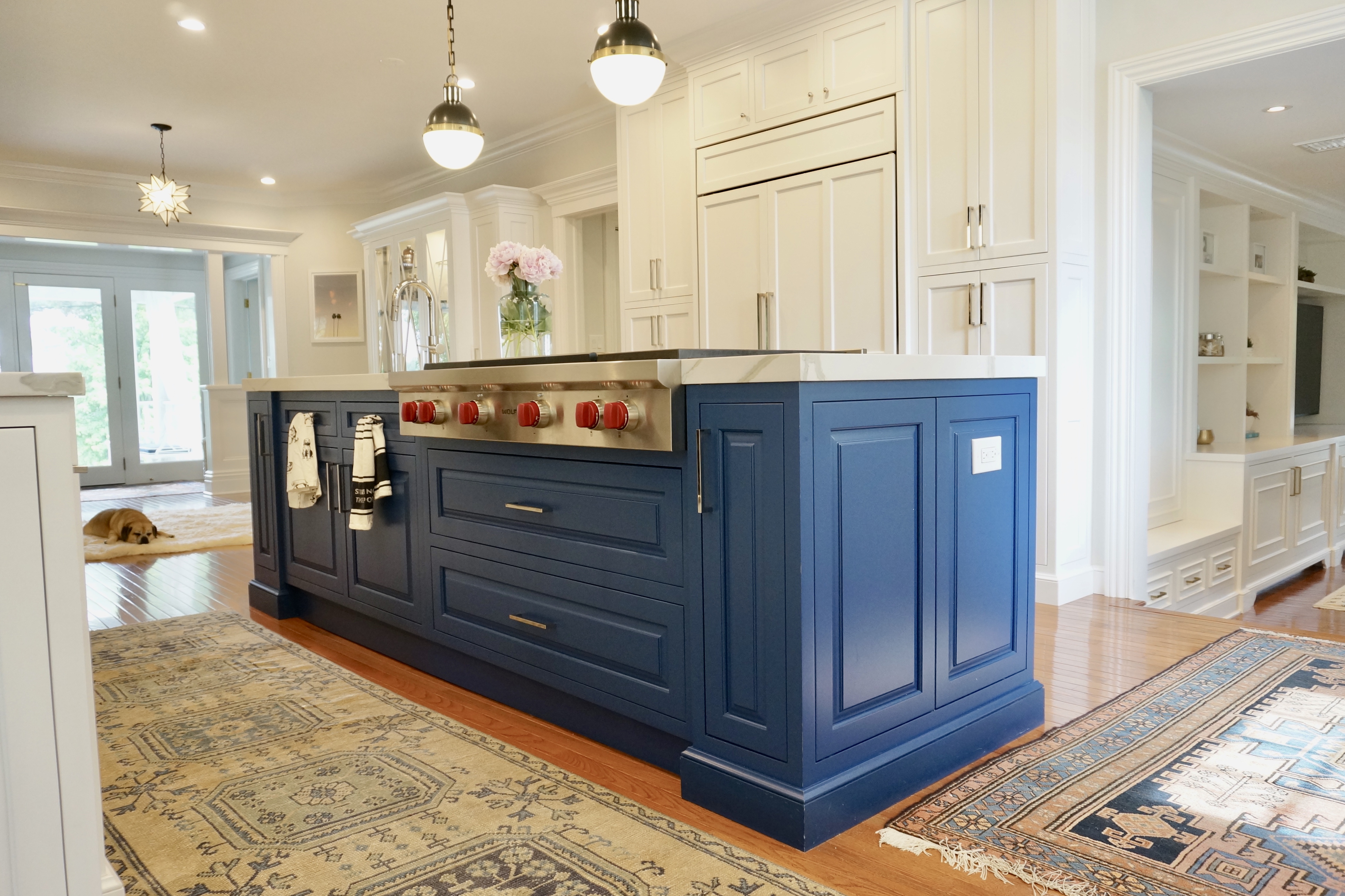 Kitchen Island Benjamin Moore Downpour Blue Glam York