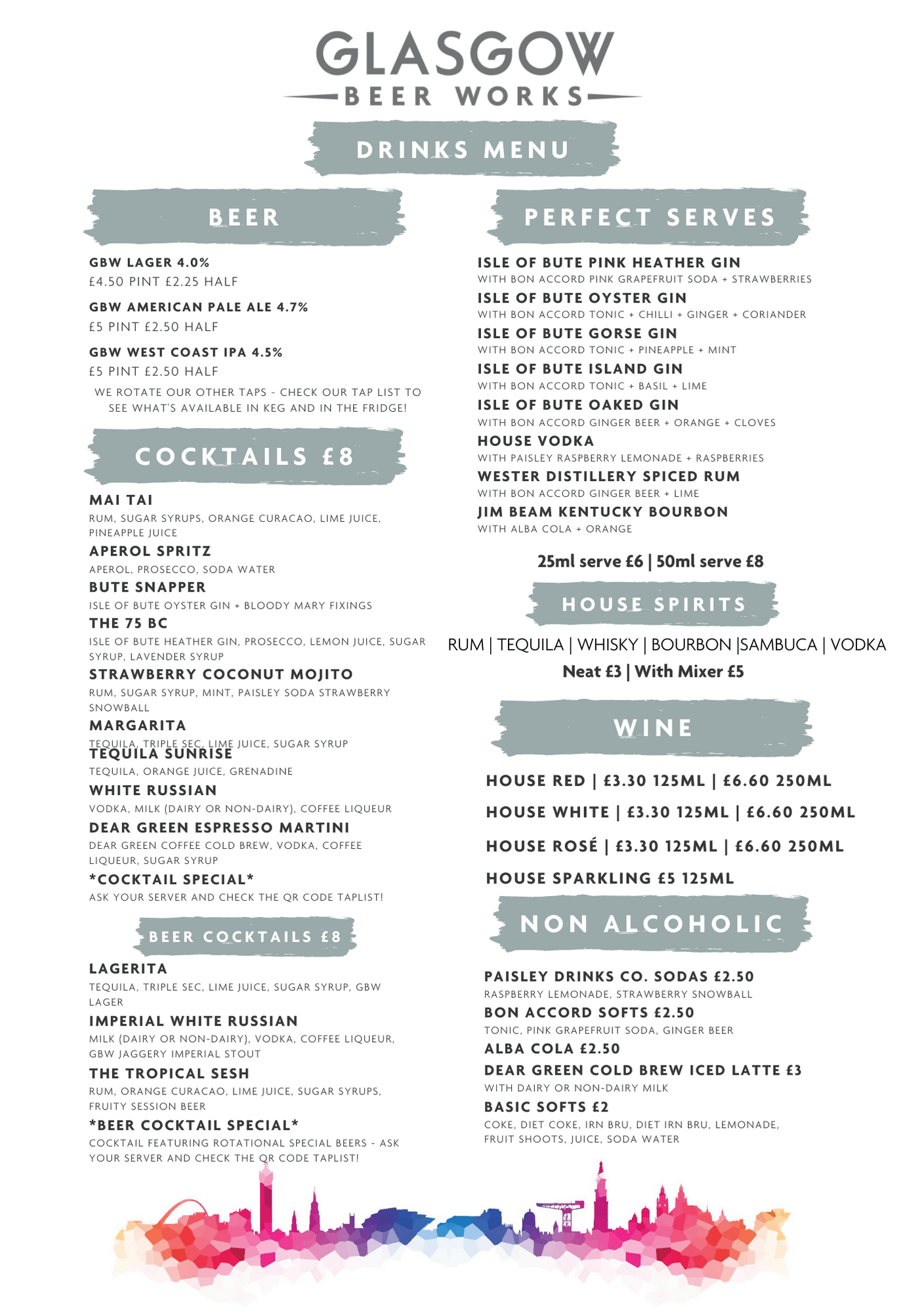 Beer Garden Menu Glasgow Beer Works