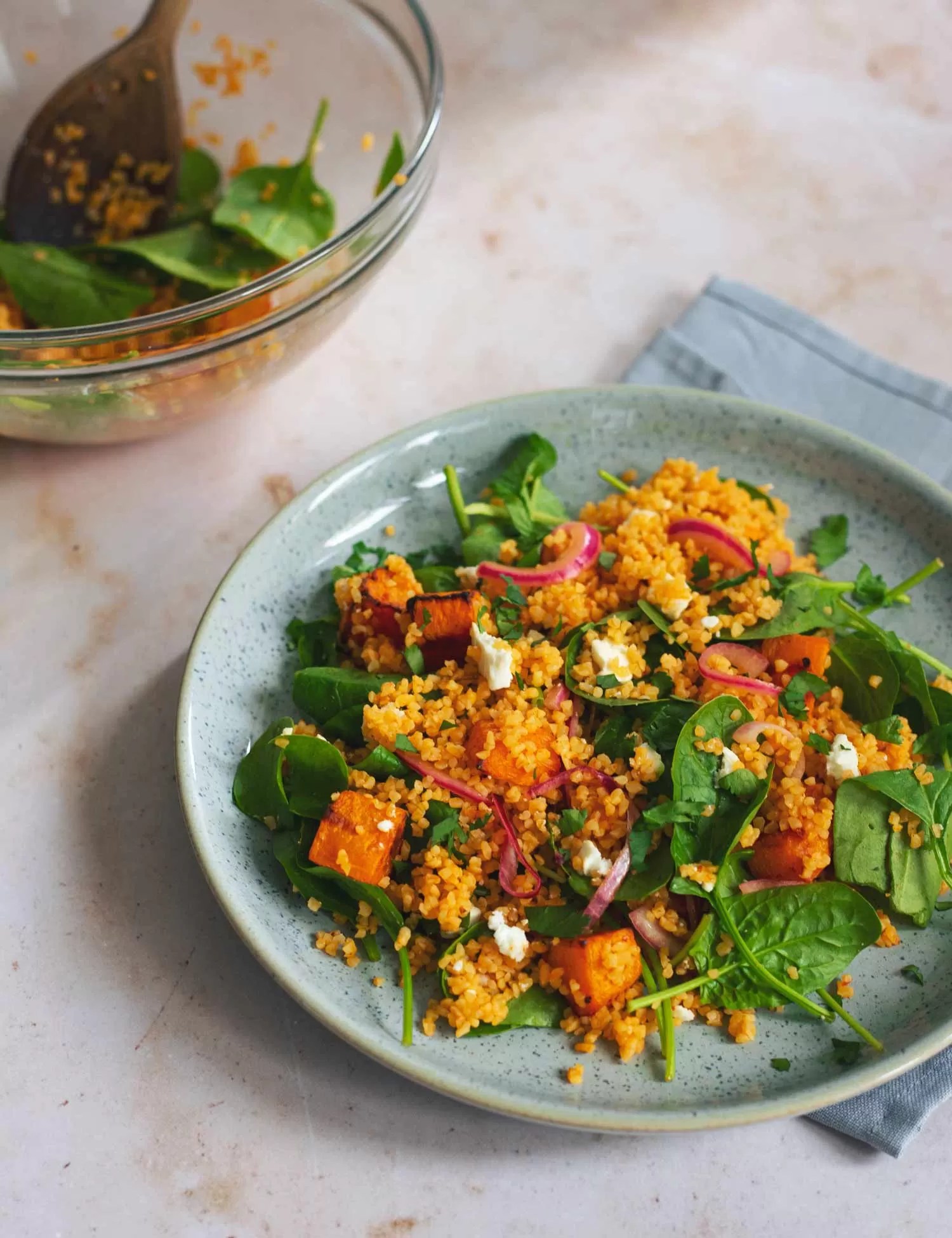 Harissaspiced Bulgur Salad with Squash & Feta Glasgow Sprout