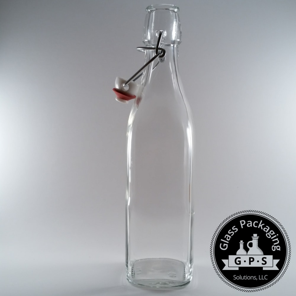 Bormioli Rocco 500 ml Square Clear Swing Top Bottles