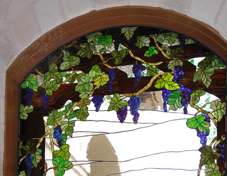 KEYSPANEL Grapes Victorian Style Custom Stained Leaded Glass Window