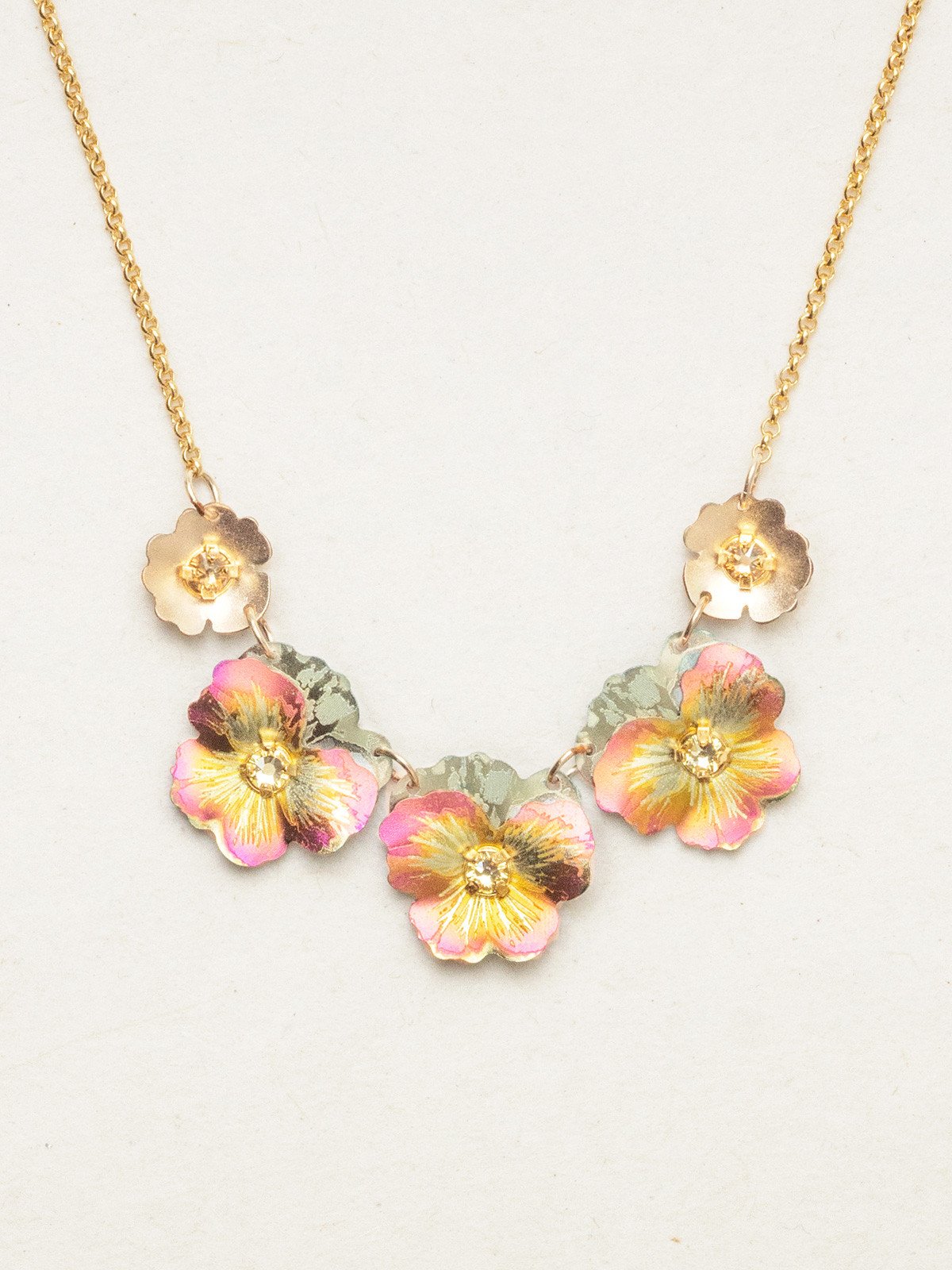 Garden Pansy necklace in Apricot by jewelry designer Holly Yashi