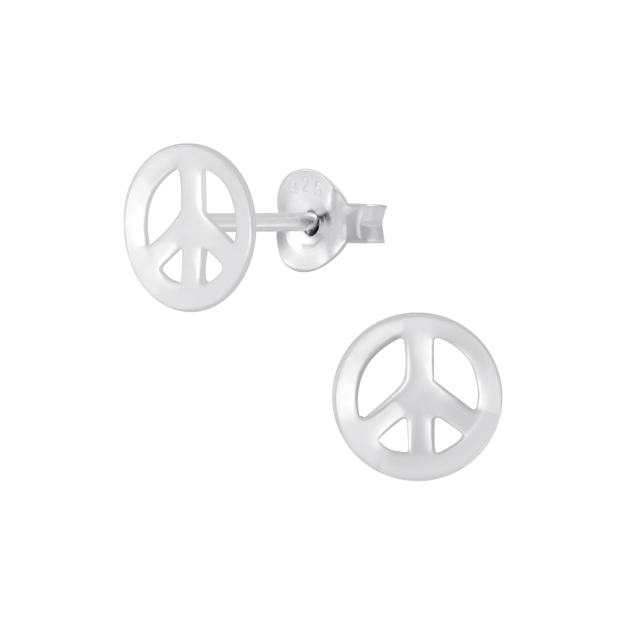 Peace Sign Sterling Silver Post Earrings Jewelry by Glassando