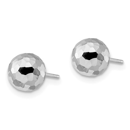14k White Gold textured 8 MM Ball post earrings Jewelry by Glassando