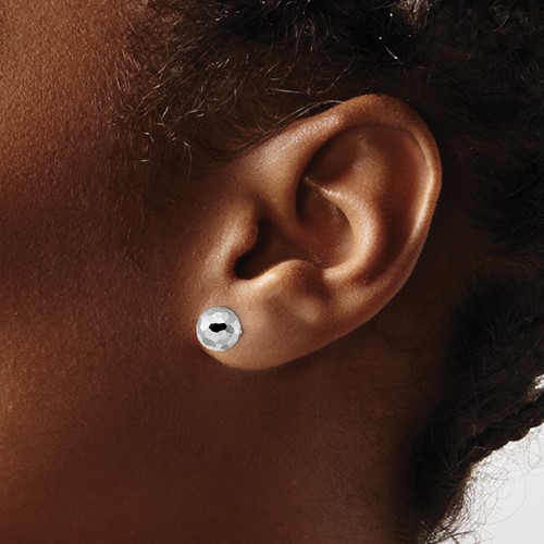 14k White Gold textured 8 MM Ball post earrings Jewelry by Glassando