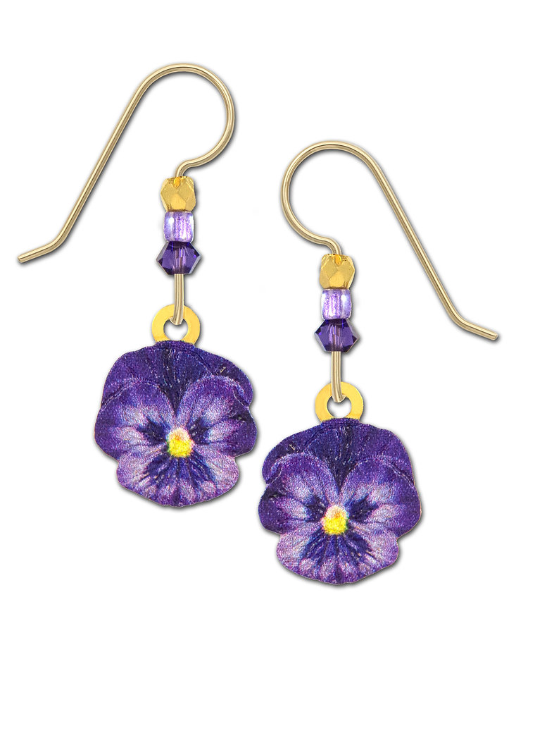 Purple pansy flower earrings by Sienna Sky Jewelry by Glassando