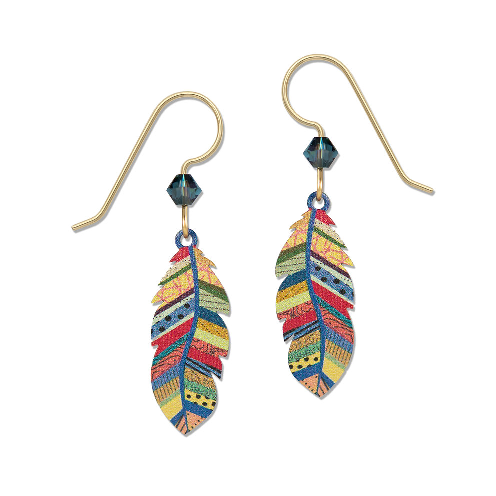 Multicolor Feather Earrings by Sienna Sky for Left Hand Studios