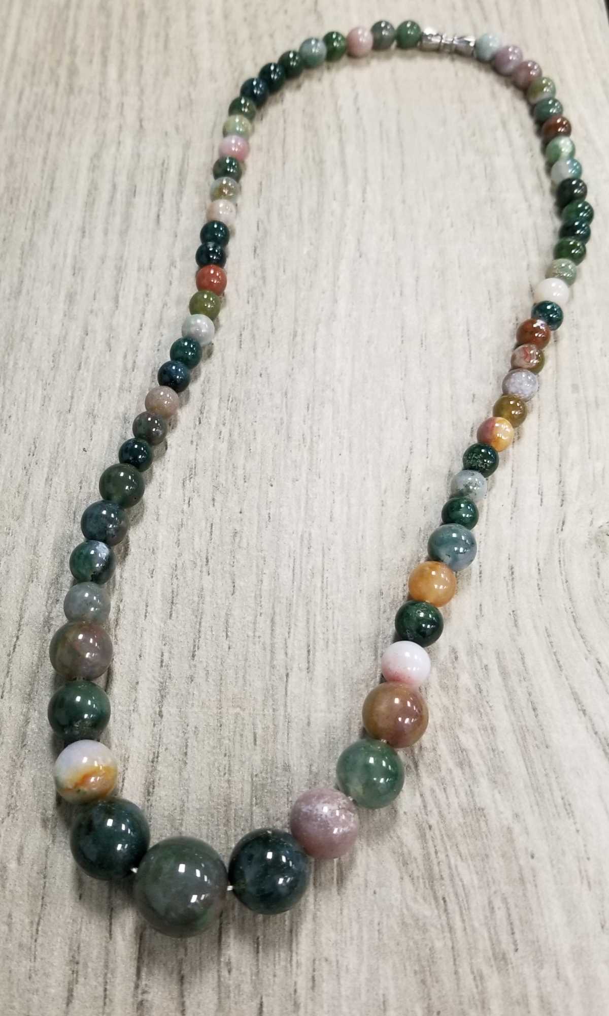 Natural stone agate necklace with graduated stone beads Jewelry by