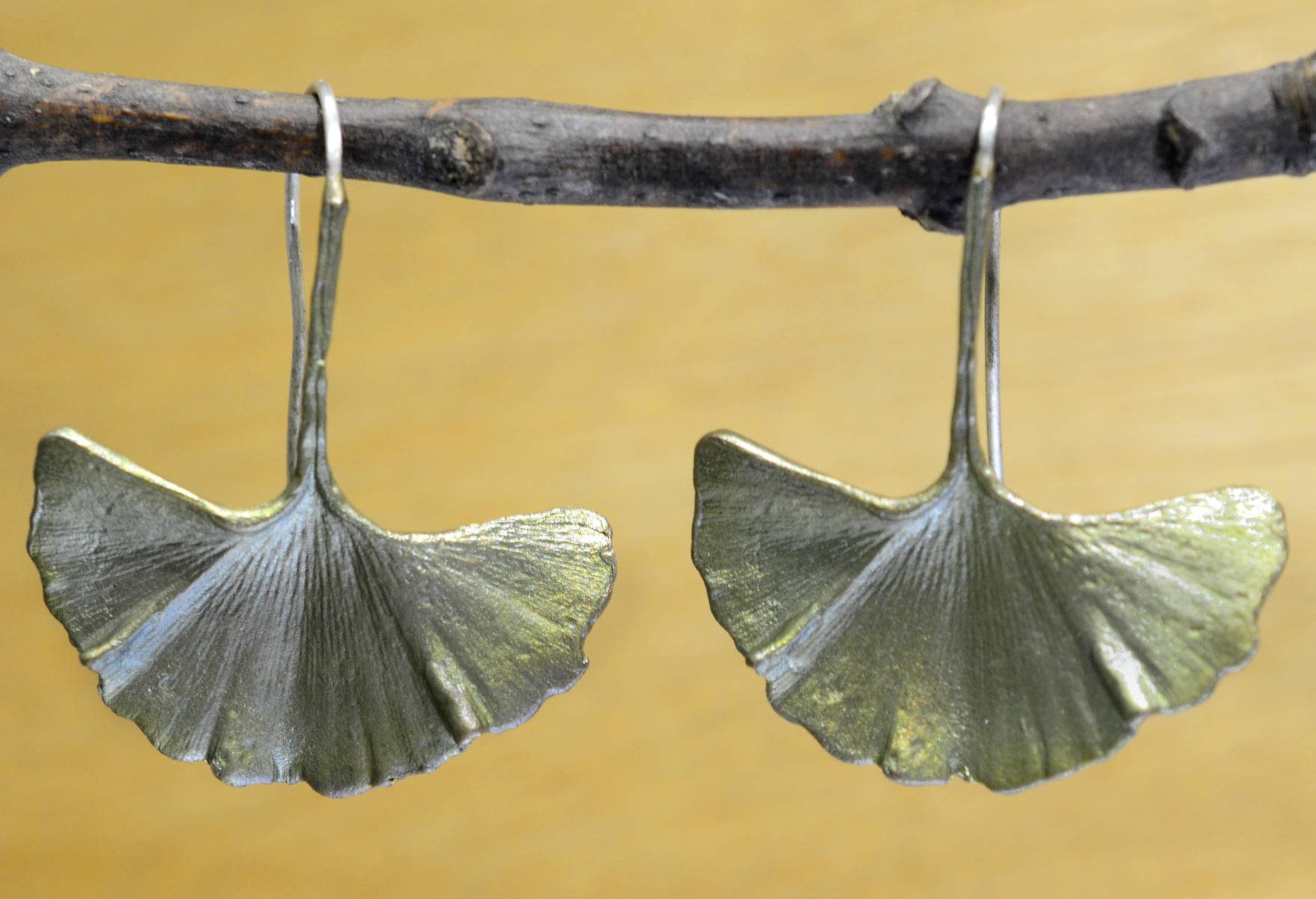 Michael Michaud Silver Seasons large Ginkgo leaf earrings Jewelry by