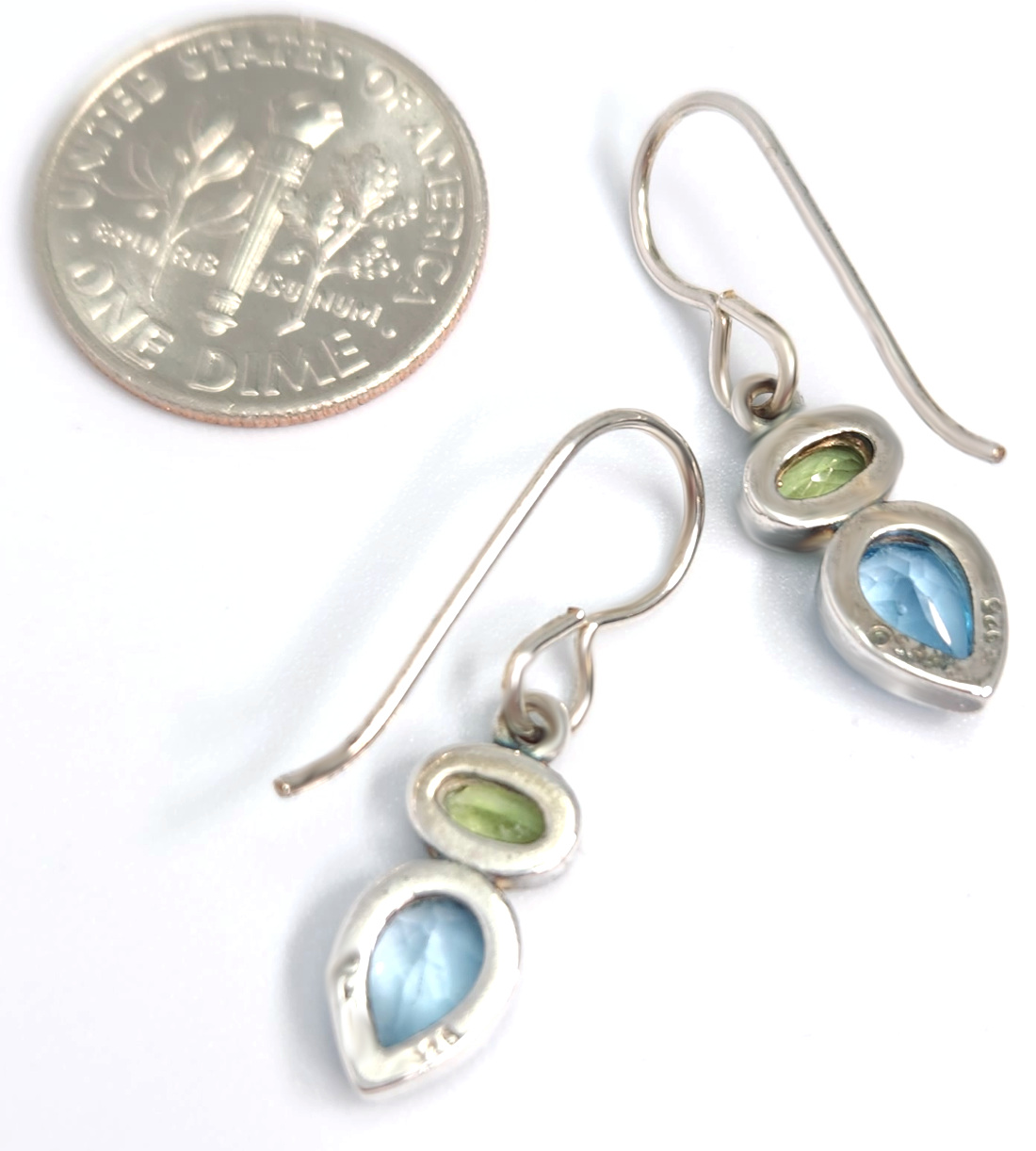 Peridot, Blue Topaz, and Sterling Silver drop earrings by Sonoma Artworks Jewelry by Glassando