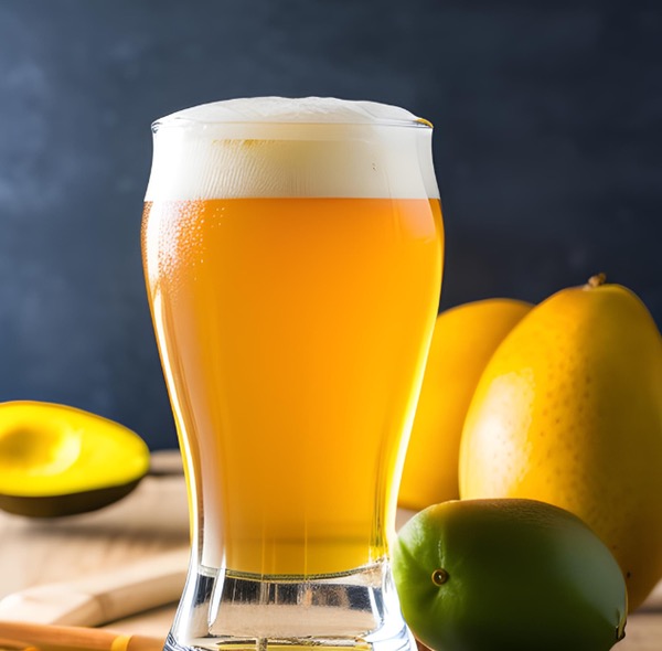 Mango Wheat Beer Glass Half Full