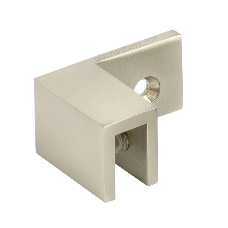 Corner Glass Clamp Wall Mount Left Side Br Nickel IGT Glass Hardware