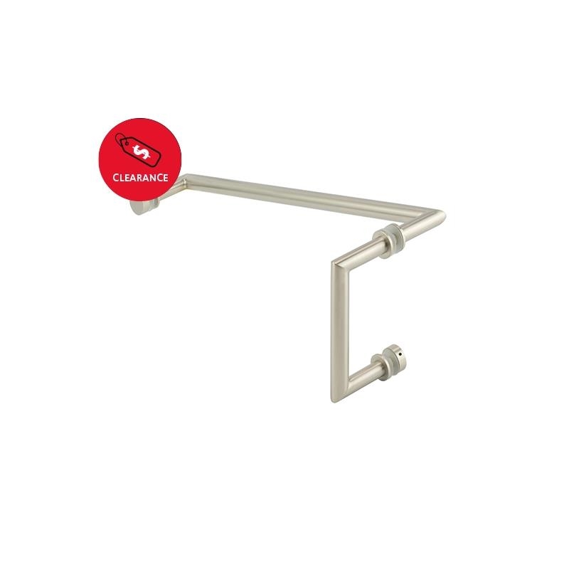 6" Pull & 18" Mitered Corner Towel Bar Br.Nickel Finish IGT Glass