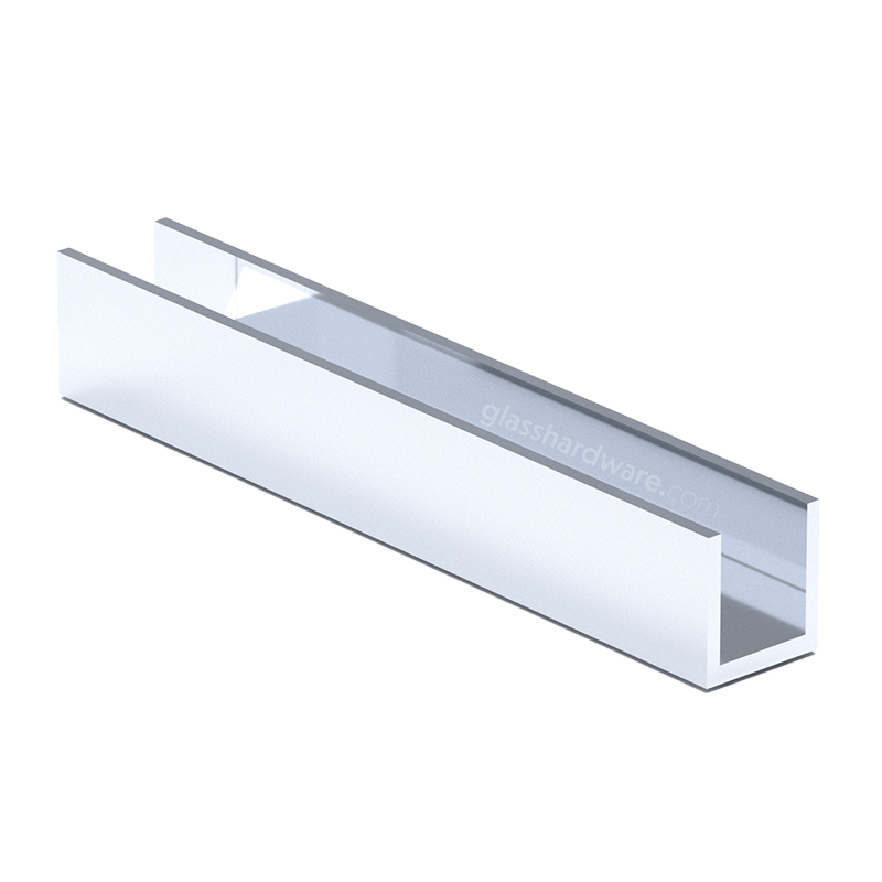 95" UChannel For 3/8" Glass Chrome Finish IGT Glass Hardware