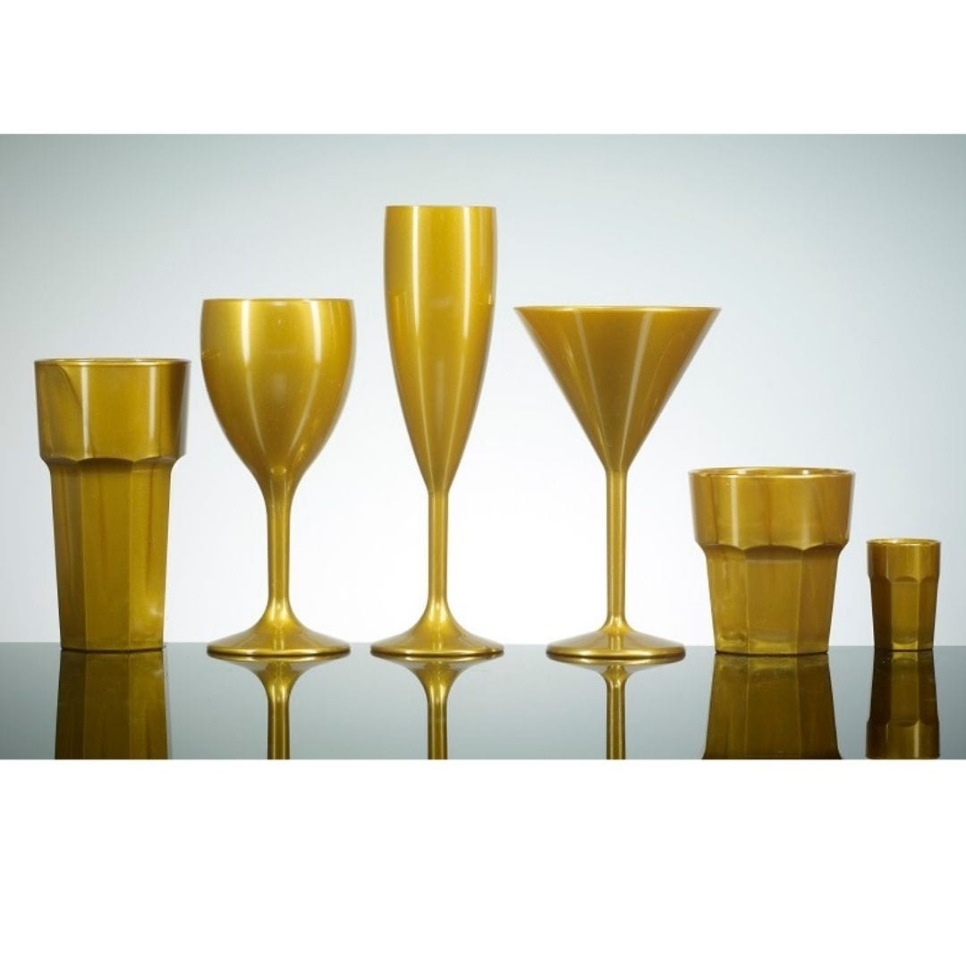 Gold Plastic Wine Glasses, Unbreakable & Reusable Glassjacks