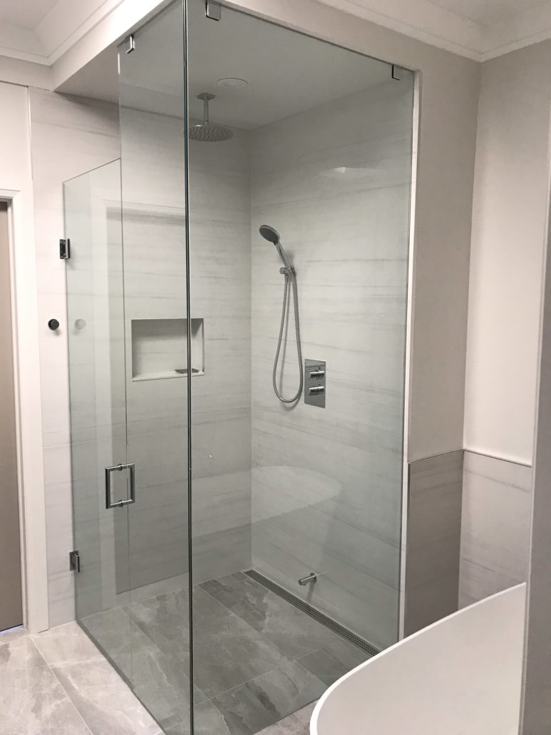 Corner glass shower enclosures Glass Ninja . Get a custom quote today!