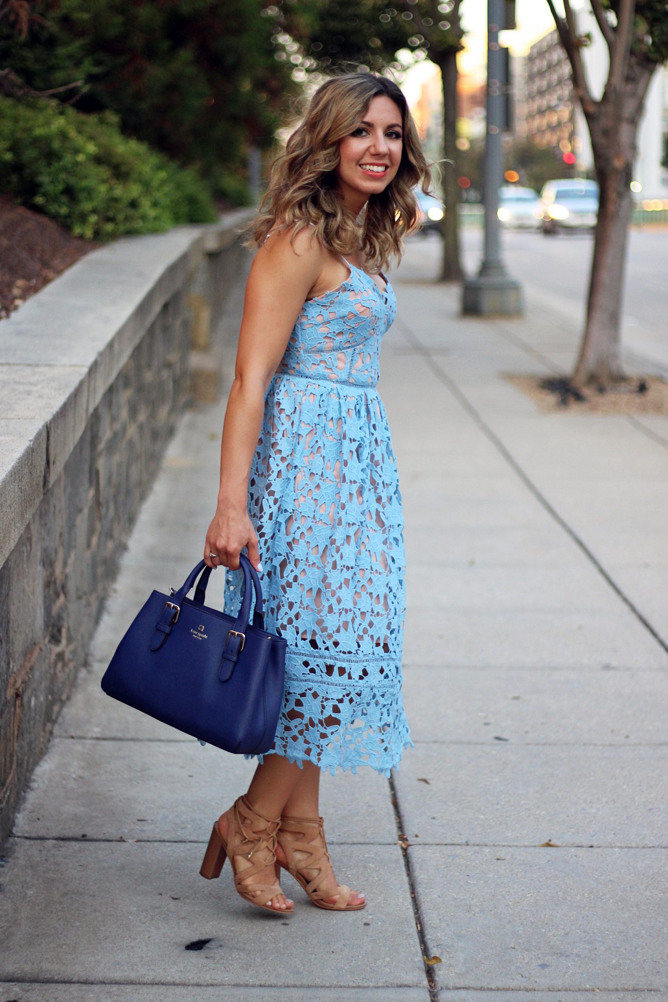 A Fancy Blue Lace Dress For our First Anniversary Glass of Glam