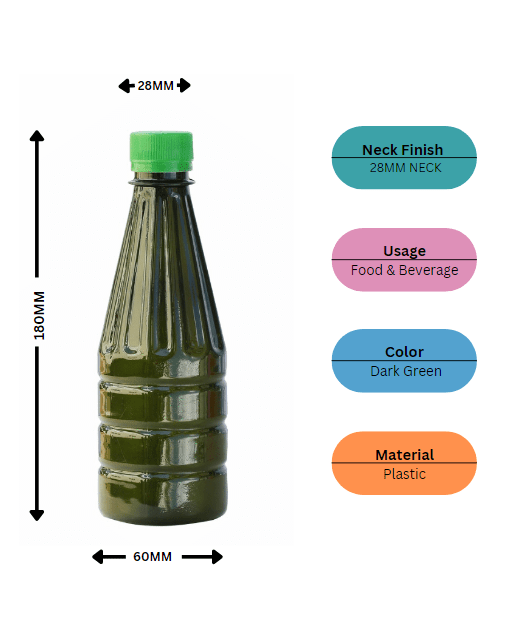 350ml Dark Green Plastic Vinegar Bottle Glasspack.lk