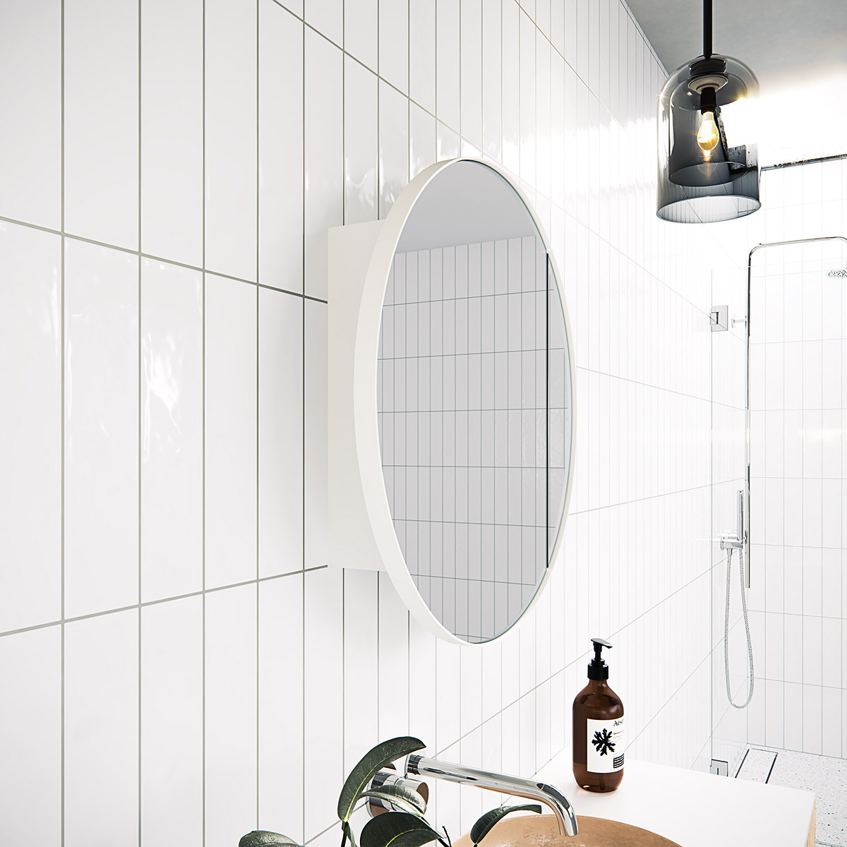 Juno Steel Frame Round Medicine GlassWarehouse.us