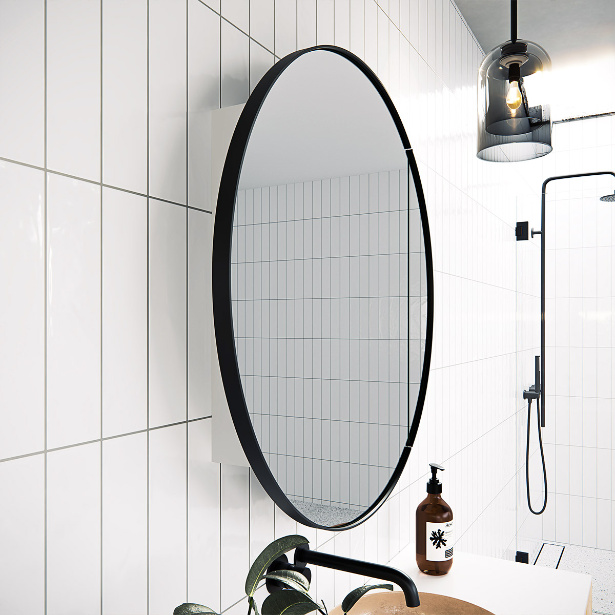 Juno Steel Frame Round Medicine GlassWarehouse.us