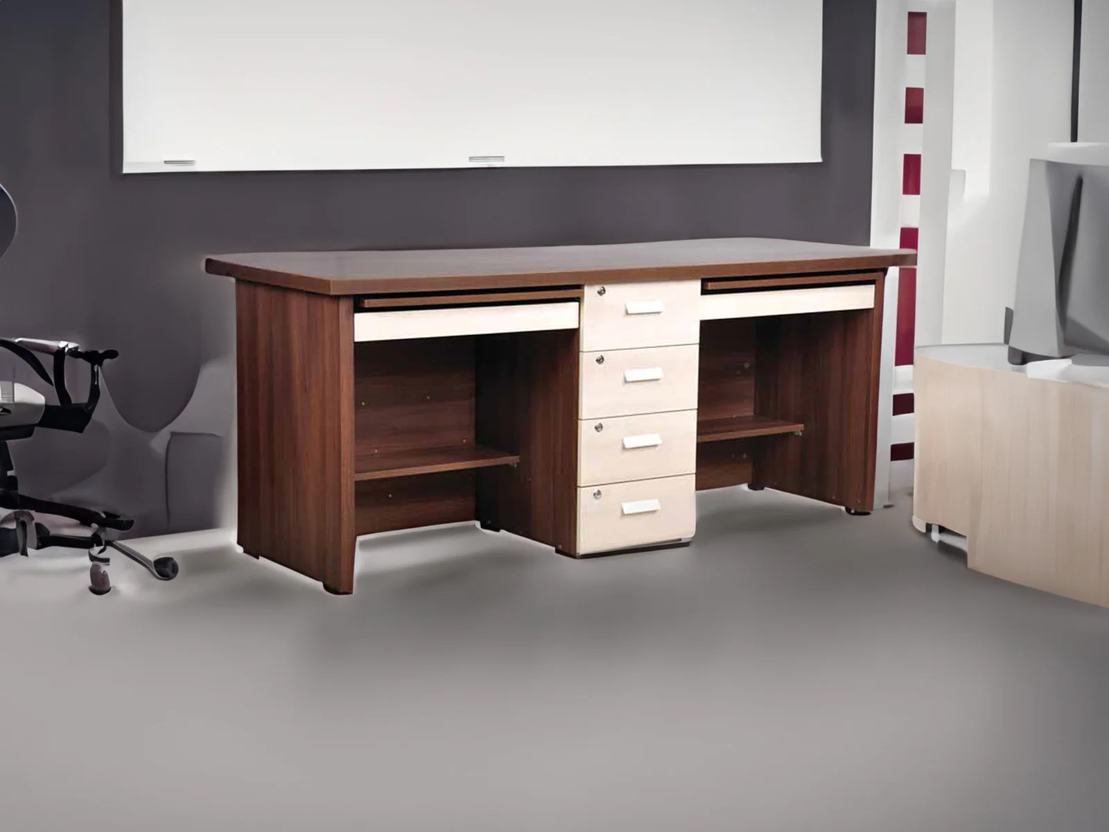 Simple office table with drawers Office table with movable storage