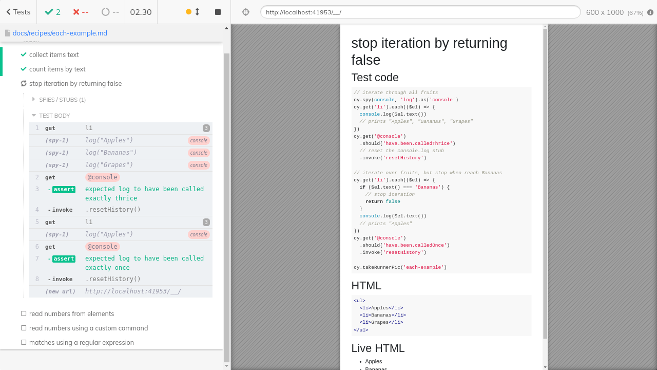 cy.each examples Cypress examples (v13.15.0)