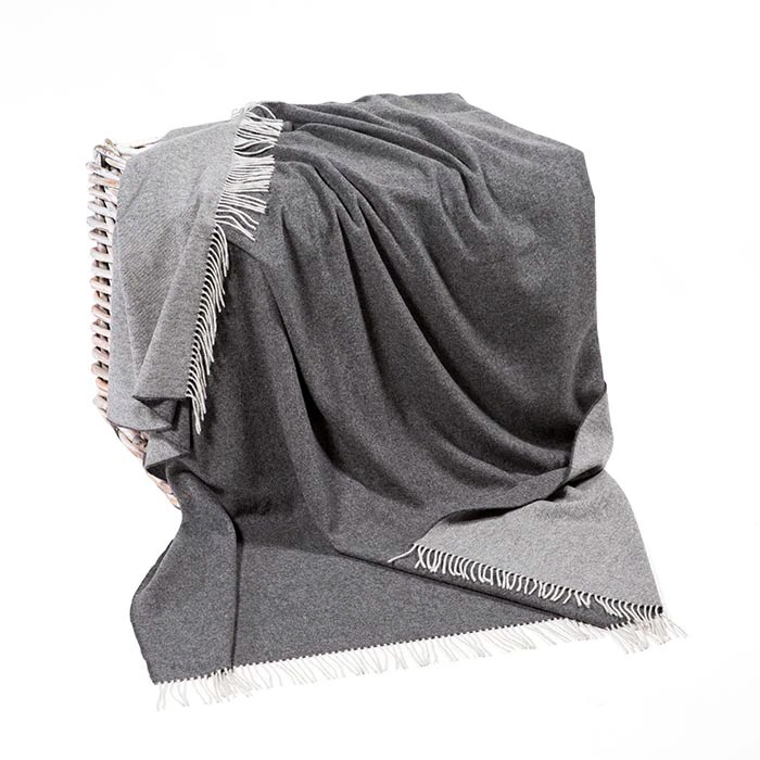 Dark Grey Lambswool Blanket Glendalough Woollen Mills