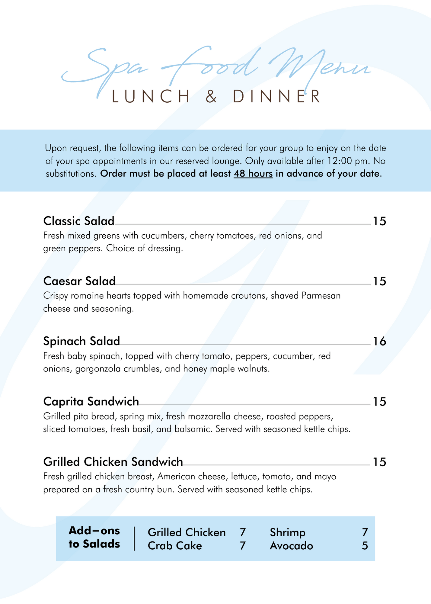 Glen Mills Spa Menu Joseph Anthony