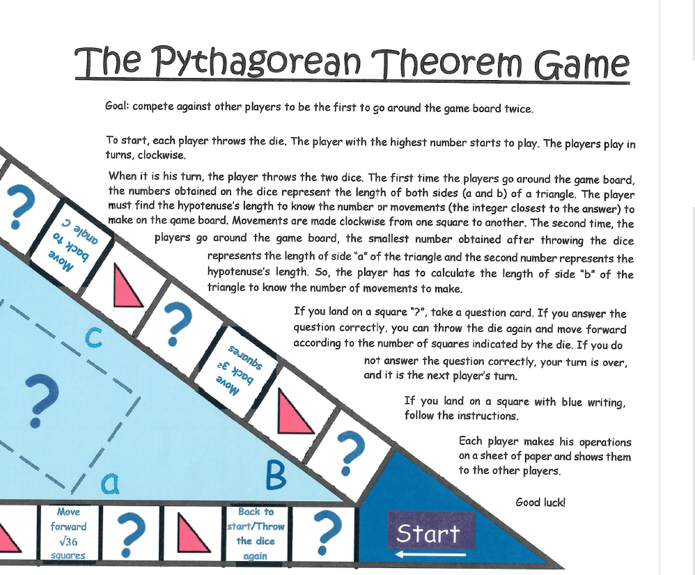 HandsOn Games for Pythagorean Theorem Glenna Tabor