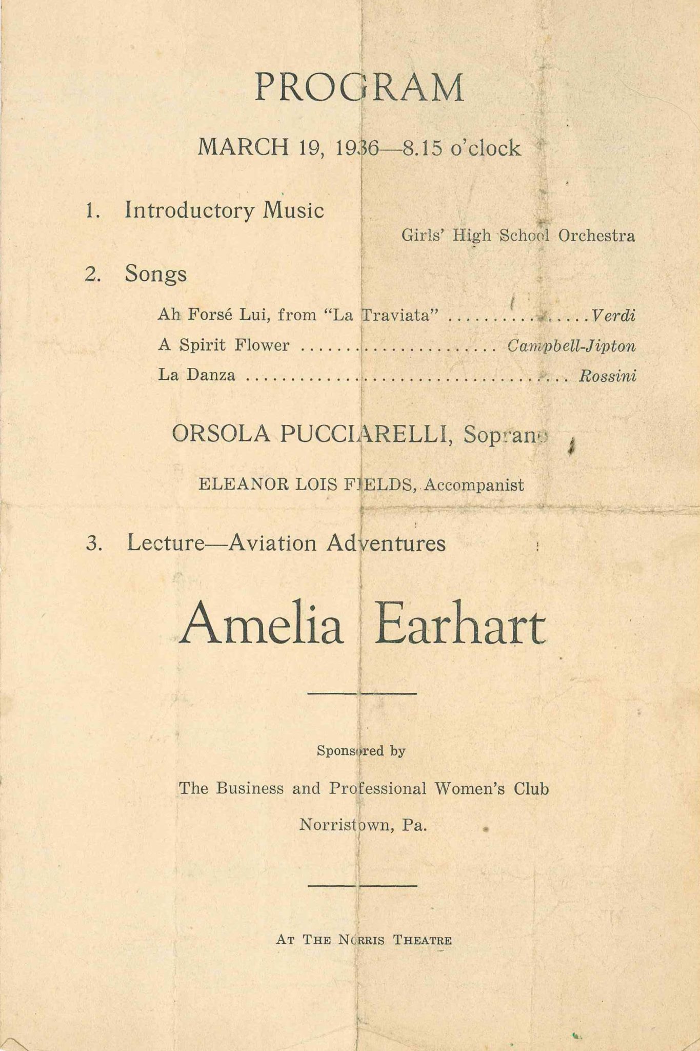 Aviation pioneer Amelia Earhart, once a student at the Ogontz School