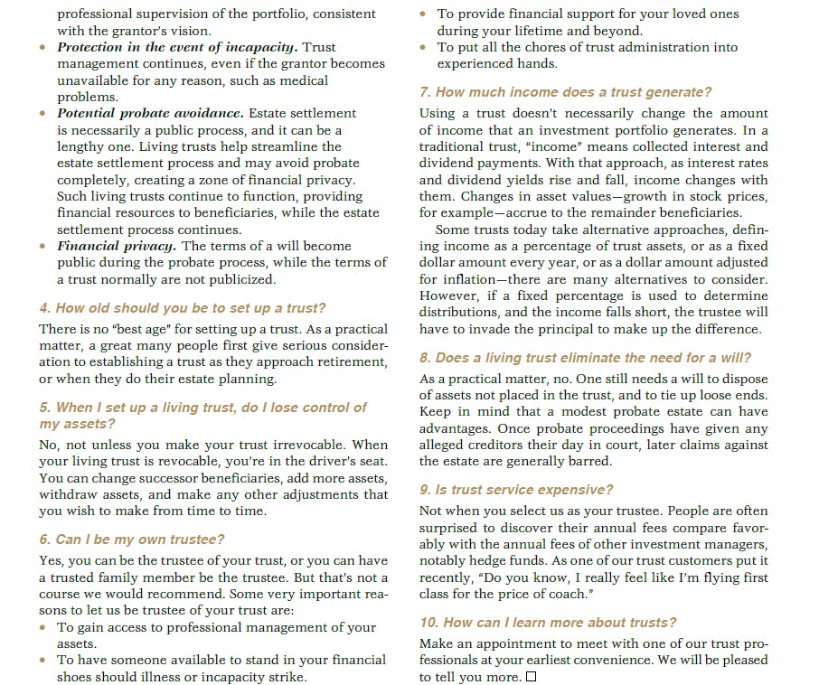 Top Ten Trust Questions Glenview Trust Wealth Insights