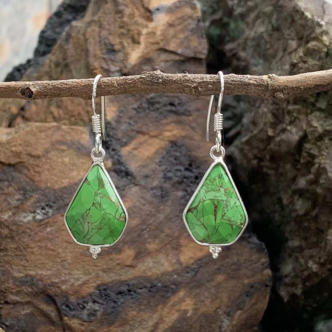 Geometric GreenCopper Turquoise Earrings GLEGood Living Essentials