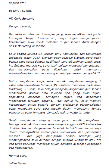 Jika saat ini kamu sedang kendati demikian, bukan berarti cv yang menggunakan bahasa indonesia tidak lebih menjual. Contoh Cover Letter Bahasa Indonesia Glints Blog
