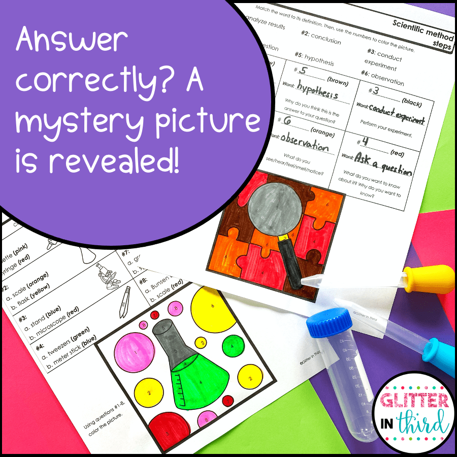 Scientific Method Worksheets Color-By-Numbers - Glitter in Third