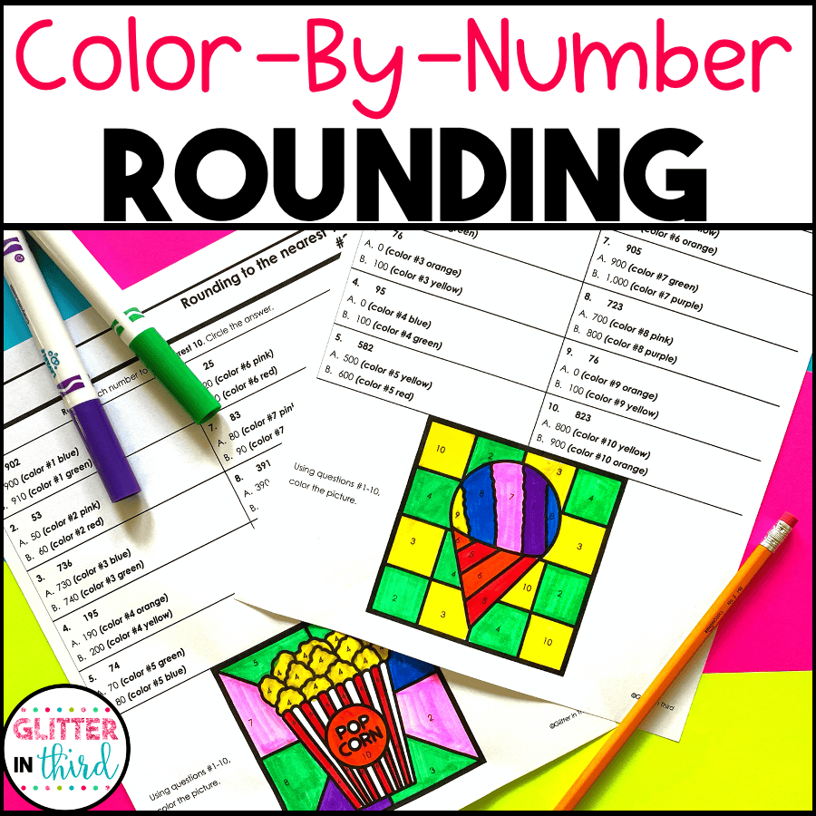 3rd Grade Rounding Worksheets ColorByNumbers Glitter in Third