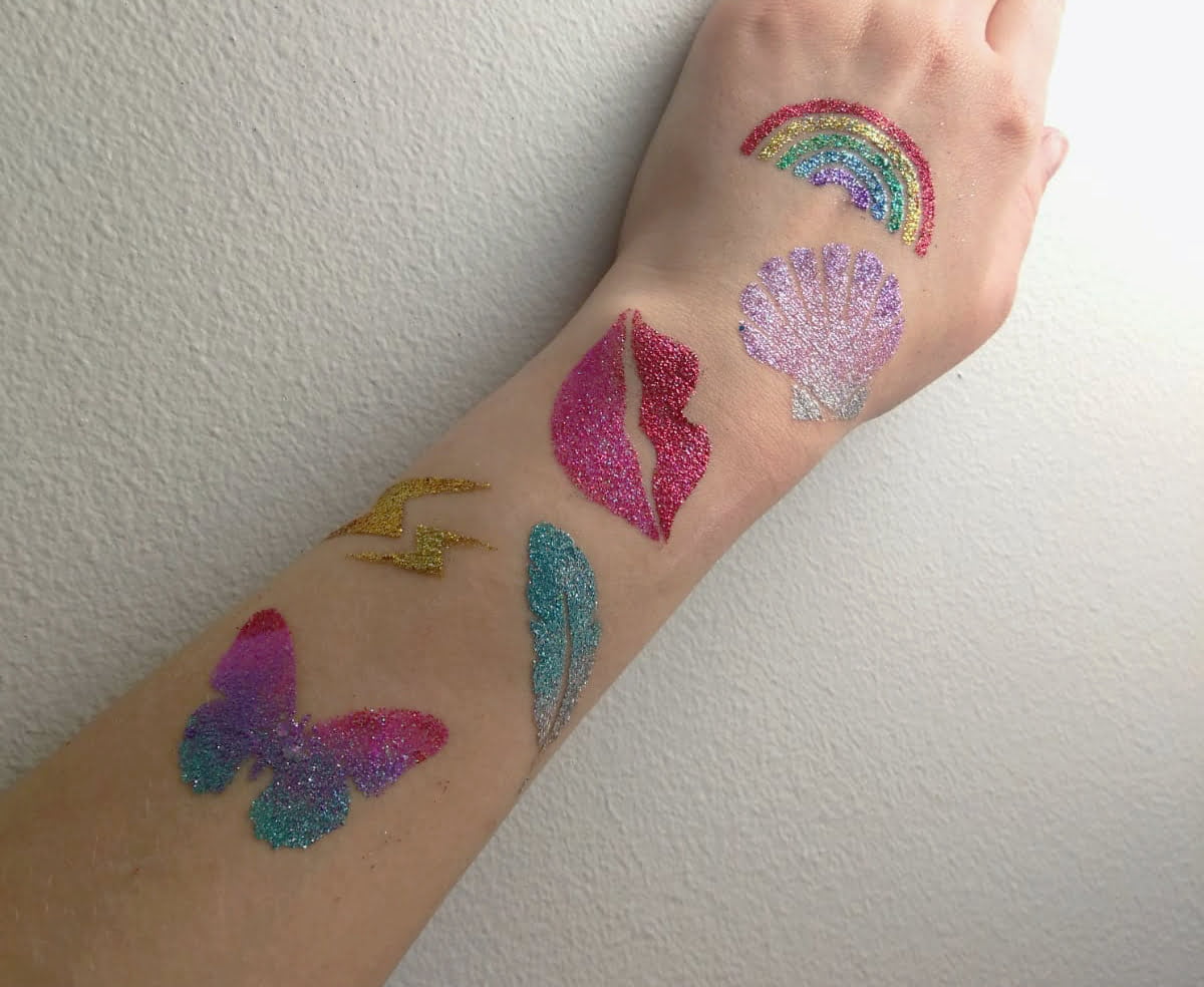 Rainbow glitter tattoo set Glitternisti